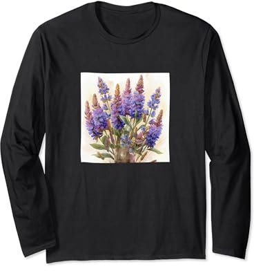 Anise Hyssop Bouquet Floral Pastel Colors Graphic Long Sleeve T-Shirt