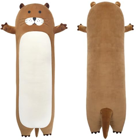 Ponjauk Langes Plüsch-Otter Kuscheltier 85 cm, Riesiges Seeotter Plüschtier, Süßes Otter Plüschtier zum Schlafen und Umarmen, Langer Körper Werfkissen für Kinder