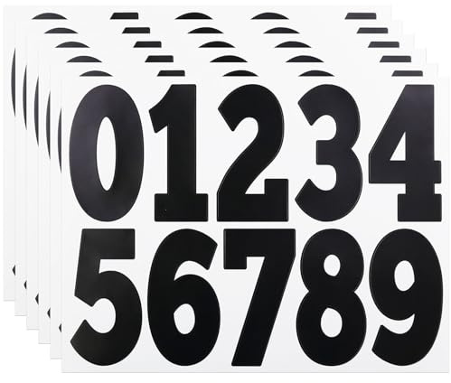 60 Pcs 4 Inch Large Number Stickers,Vinyl Black Waterproof Number Sticker
