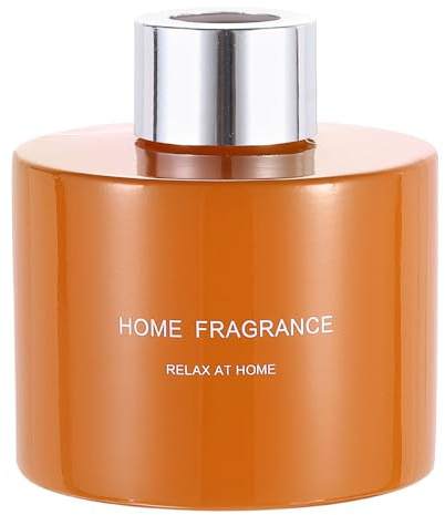 QUARKZMAN Bottiglia Diffusore Vuota in Vetro 140ml/4.7Oz Accessori di Fragranza Ricaricabili Vaso di Aromaterapia Contenitore Fai da Te Casa Bagno Arancione con Cappuccio in Tono Argento