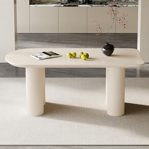 Guyii Weißer ovaler Esstisch, 180 cm, moderner Tisch für 4-8 Personen, ideal für Wohnzimmer, Esszimmer, Küche und Schlafzimmer, einfach zu montieren,Nur Esstisch