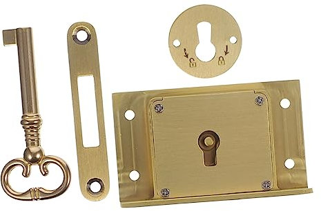 Square Vintage Lock with Key Brass Drawer for Furniture