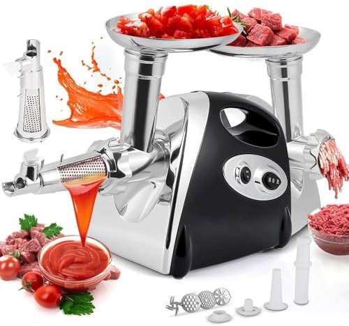 YXZQLOZ Rallador de Queso eléctrico y picadora de Carne, picadora de Carne Multifuncional, embutidora de Salchichas, exprimidor de Tomate