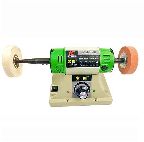 Esmeriladora de Banco, Máquina pulidora de banco eléctrico for joyería y gemas, pulidora de torno de escritorio, velocidad ajustable de 0 a 10000RPM, 750W, para moler, pulir y taladrar(F)