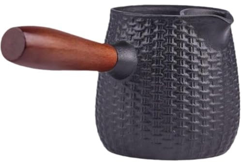 Baokuan Cast Iron Teapot Stove - Tea Kettle, Loose Leaf Tetsubin with Wood Handle,Warm Milk Wine Tea Coffee Kitchen Elegant Pot for Home Kitchen,Hotel,Restaurant and Office