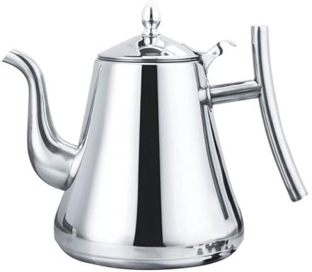 Théière de cuisine en acier inoxydable avec filtre à infuseur et couvercle, bouilloire à induction, théière à feuilles de thé en vrac pour cuisinière(Sliver,2L)