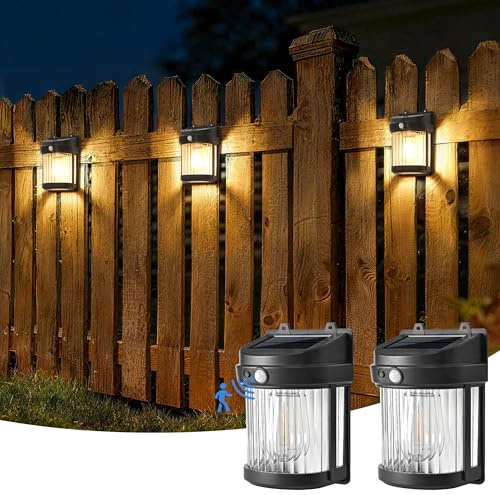 Solpex Sollampor utomhus trädgård, 3 lägen solsensor vägglampor utomhus, vattentäta staket lampor dekoration för uteplats, garage, skjul, gård, däck