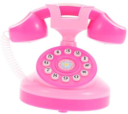 FUNNETOYU Mini-telefonspielzeug Kind Mit Wählscheibe Spielzeugtelefon Rollenspiel Telefon Miniatur Für Wählscheibentelefon -Telefon Telefon Vorgeben Rosa Plastik