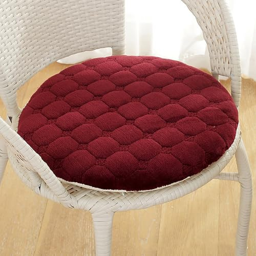 RZYW Sitzkissen Rund Stuhlkissen 40x40cm 6er Set Waschbar Sitzkissen Stuhl rutschfest Sitzpolster Stuhlauflage Cordstoff Bodenkissen für Outdoor Gartenstuhl Küche Esszimmer,Flannel WineRed,6er 40cm