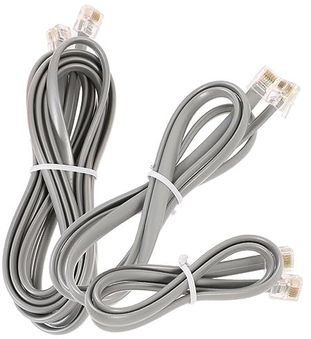 NUOBESTY Cavo Telefonico Prolunga 3 Pezzi (0,5m, 1m, 2m) Connettore Rj12 6p6c per Telefono Fisso, Modem e Fax, Filo Telefonico lungo Resistente per Uso Ufficio e Casa, Colore Argento