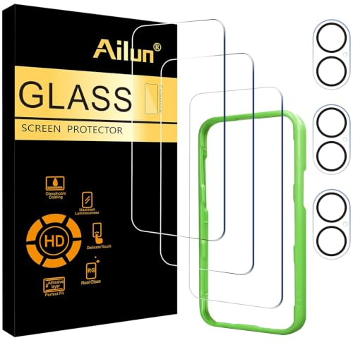 Ailun Screen Protector + Camera Lens Protector for iPhone 17, 3+3 Pack | 6.3 inch, Installation Frame, Sensor Protection, Dynamic Island Compatible, Tempered Glass, Case Friendly