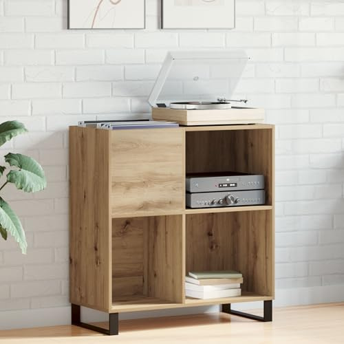 Brokky 862914 Mobile per Dischi Legno Vecchio 84.5x38x90 cm Legno Ingegnerizzato Giradischi Vinili Stand Tavolino con Archiviazione Record in Vinile,Espositore per Dischi,Gabinetto del Supporto da Rec