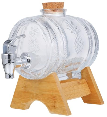 PartyKindom Vintage Glass Wine Barrel Beverage Dispenser Shot Pourer Dispenser for Alcohol Wedding Party Bar Equipment