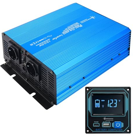 SOLARTRONICS TS1500 Spannungswandler 12V 230V Reiner Sinus Display Einbau Fernbedienung USB C+A