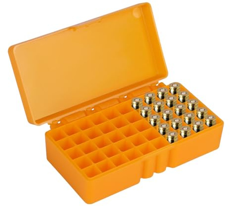 FUNANASUN Patronenbox, Munitionsbox für 9-mm-Geschosse， Munitionskiste aus Robustem Kunstoff, Große Kapazität Munitionstaschen Kann 50 Schuss Munition Aufnehmen