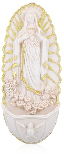 Yardenfun Acquasantiera da Parete in Resina Guadalupe Decorazione Religiosa per Ingresso Casa e Chiesa Acquasantiera Cattolica Sospesa Medaglia Sacra per Ambienti Domestici e Rituali di