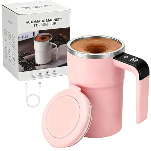 Tazza da caffè auto-mescolante, ricaricabile, magnetica, colore rosa