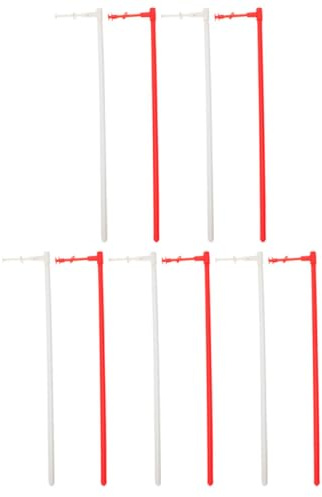 Lurrose Kit de 10 Tiges en Plastique pour Moulins à Vent, Bâtons de Remplacement Blanc et Rouge, Accessoires Légers pour Fabrication DIY de Moulins à Vent Décoratifs de Jardin