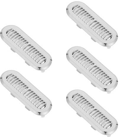 TOPPERFUN Tapa Rebosadero Lavabo de Abs Plata, 5 Piezas, Diseño Alargado para Orificio de Desbordamiento, Reduce Atascos y Limpia