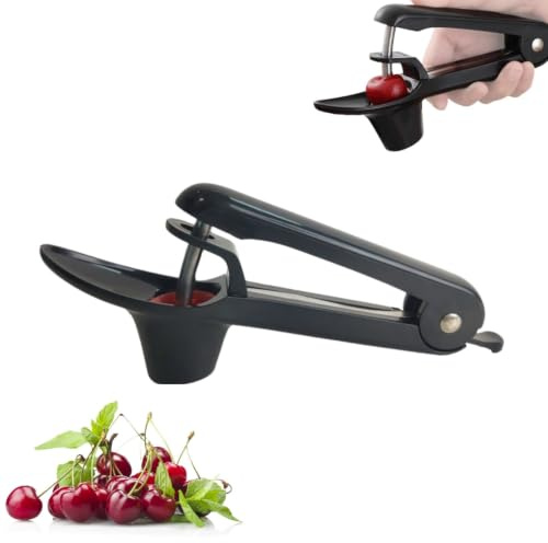 Snocciolatore manuale per ciliegie, in acciaio inox, per ciliegie, jujube, prugna, oliva, 205 x 80 x 38 mm, nero