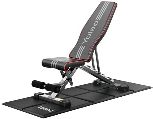 YOLEO Klappbare Hantelbank, ENISO-zertifiziert mit 375KG/400KG Tragfähigkeit, 98% Vormontiert, klappbare Fitnessbank mit 99 Positionen Steigung/Gefälle/Flach, Breiterer Sitz