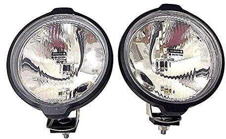 2x Rund Fernscheinwerfer, Fernlicht, Zusatzscheinwerfer, Halogen mit Positionslicht 183 mm 12V 24V E20 für Fahrzeuge wie Baumaschinen, Baggern, Selbsfahrende Transporter, Trekker, Schlepper usw.