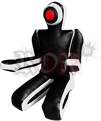 ROX Fit Passform MMA Judo Boxsack Grappling Dummy - Sitzposition, Submission Stil, Double Face, MMA Dummy, Stanz BJJ Training Bag 5 ft & 6 ft Schwarz/Weiß (ungefüllt) (6 Foot (1.8 Meters) ungefüllt)