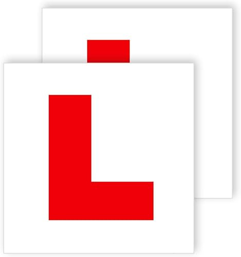 Landing Designs Learner Driver L Plate Stickers, Red, 180mm x 180mm, Legal Car Decal for Window or Bumper, Pack of 2