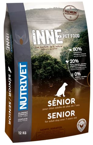 NUTRIVET – INNE Chien Senior – hund – spannmålsfri mat – Senior hund – fjäderfä – 80% ingredienser av animaliskt ursprung – 12 kg