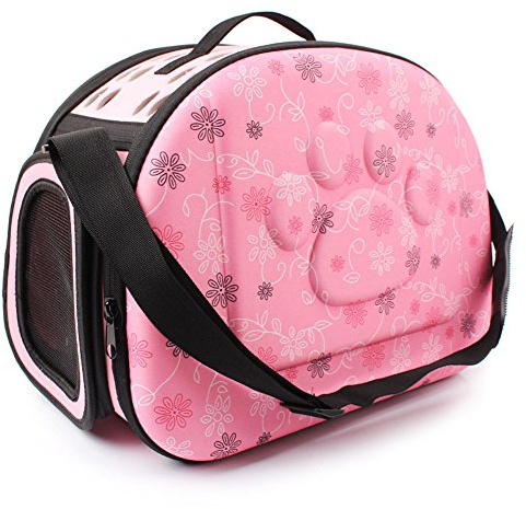 Yimidear Atmungsaktiv Falten Draussen hundetransportbox zum Hund Katze Komfort Reise Mittlere Größe katzenkorb Haustier Träger (Rosa)
