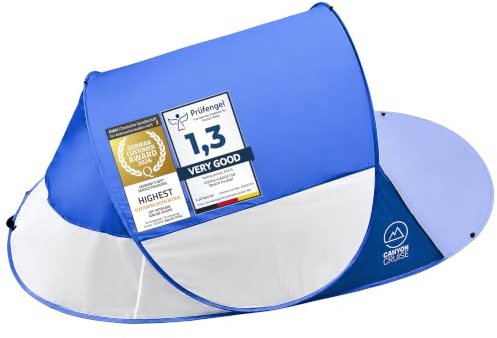 CANYON CRUISE Strandmuschel Pop Up Strand-Zelt Windschutz am Strand Wurfzelt Blitzschnell Selbstaufbauendes Sonnensegel Outdoor Zelt Automatik Muschel mit UV-Sonnenschutz