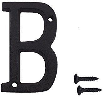 Numéro de maison en fer forgé de 7,6 cm, vis assorties incluses, lettre B noire