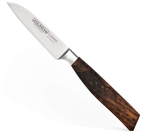 Burgvogel Solingen Juglans Line Gemüsemesser Walnussholz 9 cm, rostfrei, Küchenmesser scharf geschmiedet, dunkel, premium, klein