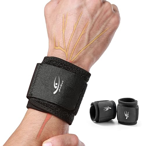HiRui Wrist Compression Strap Wrist Brace Wrist Wraps for Fitness, Weight Lifting, Tendonitis, Carpal Tunnel Arthritis, Pain Relief, Great Support for Men Women, Adjustable (2 PCS)