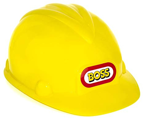 The Glowhouse Kostüm-Helm für Kinder - zum Spielen und Verkleiden als Baumeister/Bauarbeiter - Schriftzug „Boss“ - Gelb