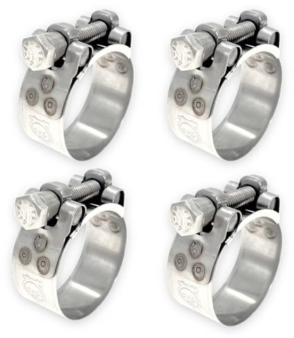 CHUN YUNG DA Gelenkbolzenschelle W4 Edelstahl 304 – Schwerlast Schlauchschelle TT, 32-35 mm (1,26-1,38 Zoll), Motorrad Auspuffschelle, Massive Ausführung, 4er Pack