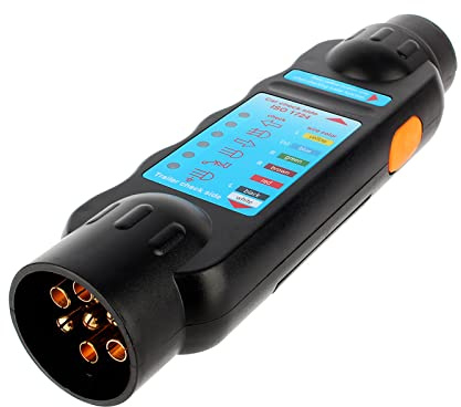 Outil de Testeur de Remorque à 7 Broches, Yosoo Outil de Diagnostic de Testeur de Connexion de Prise de Remorque de Remorquage de Voiture 7 Broches 12 V Noir pour semi trailer light tester, trailer