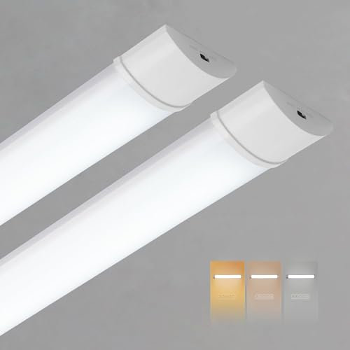 Sundertech LED Batten Light 4FT, 117cm, 34w 3750lm Fluorescent Light Tube, 3CCT (3000K/4000K/6500K) in 1, Wall Ceiling Mount for Office Garage Warehouse Workshop Shed 2 Packs