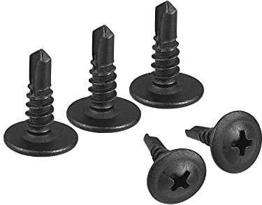 sourcing map Phillips Head Self Tapping Screws, #8 x 1/2 Carbon Steel Self Drilling Sheet Metal Screw Black 100pcs