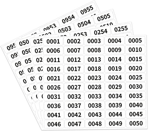 YUTOU 0001-1000 siffror klistermärk konsekutiv nummer etikett självhäftande numrerade etiketter vattentäta nummer