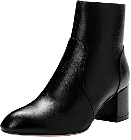 Lroey Reoly Bottines à Talon Bloc Femme, Chaussons Habillés Talons Moyen Almond Toe Bottines Zip 327 Noir/Dl Taille 33 EU
