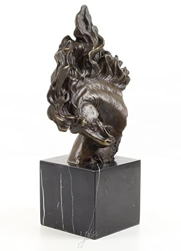 JS Garten Deko Bronzefigur Bronzeskulptur Bronze Abstrakter Pferdekopf auf Sockel H 30 cm Pferd Bronze Figur