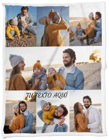 ZPUBLI+ Manta Personalizada Collage con Foto y Texto. (7 Fotos, 105x75)