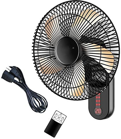 Ventilatore Da Parete Breeze A 3 Velocità, Ventilatore Murale Nero Con 5 Pale Rotanti Di 40cm, Ventilatore Parete Con Telecomando E Timer Fino A 1 Ore, Potenza 50W, Per Terrazza Garage Palestra (Colo