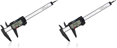 Vinabo Calibre Digital, Pie de Rey Clásico de 150 mm / 6 pulgadas con Pantalla LCD Grande Calibre para Mediciones Externas, Internas, de Profundidad y de Paso (Paquete de 2)