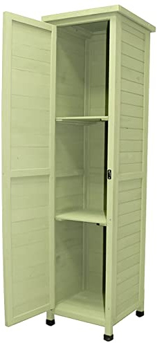 Tall Balcony Storage Cabinet, Garden Tool Storage Shed With Waterproof Roof, Plastic Cover Feet & Adjustable Shelves, Wooden Outdoor Garden House (Size : A) (A)