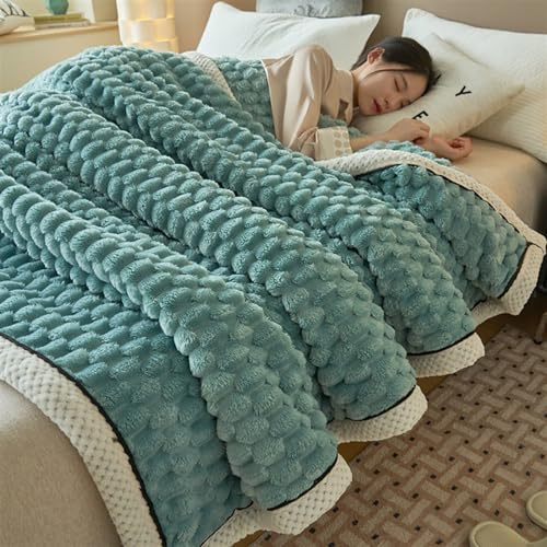 IPUDIS Beschwerte Decke, gewichtete Decken for Erwachsene, große Fleece-Decke, Überwürfe for Sofas, weich, warm, Überwurf über Sofa, Bett, Decke (Color : Lake Green, Size : 150 * 200cm)
