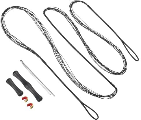 PATIKIL Remplacement de Corde d'arc avec 2 Points D'Encoche, Protège-Doigts de Corde d'arc pour AMO 60, 12 Brins de Corde d'arc Classique Classique, Noir