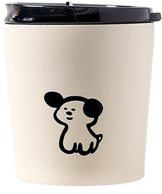 Ejoyous Taza de Café para Llevar con Tapa, Acero Inoxidable, Aislada al Vacío, 240ml, Diseño de Perro