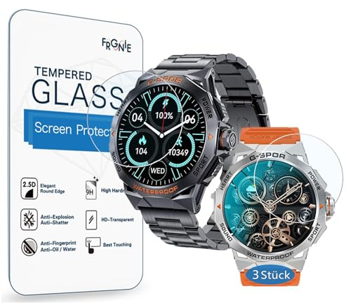 Frgnie Pellicola protettiva per EF5 smartwatch 1,43 (3 pezzi) in vetro 9H, compatibile con FOXBOX, LIGE, ESFOE EF3 smartwatch 2024